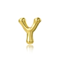 Macro view of a 3D letter Y pendant in 18K gold plated copper with metallic luster - Letter Y (Pendant)