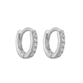Detalle de pendientes de aro plateados con incrustaciones de circonitas cúbicas micro - 10mm (1 Par) / Oro Blanco