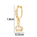 Gold plated earring hoop featuring a sparkling zircon crown pendant in 1.8cm height - Crown Style (2625-9#) / Gold