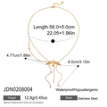 Dimensiones detalladas del collar de acero inoxidable dorado con colgante de ave - Colgante de Perla de Golondrina (JDN0208004)