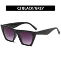 Fashionable square sunglasses with thick black frames and purple gradient lenses - Black Frame Gradient Grey