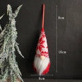 Red knit Christmas gnome ornament with snowflake hat and beard for festive tree decor - Red Snowflake Pattern (B)