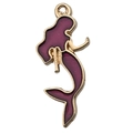 Purple enamel mermaid pendant with gold finish for DIY bracelet and necklace jewelry - Purple Mermaid