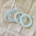Set di quattro elastici a spirale nei colori blu pastello, bianco perla e verde menta - 12# Blu Chiaro Iridescente Set da 4