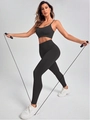 Ensemble de yoga noir sans couture pour femmes avec brassière et legging taille haute - S / Noir