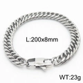 Silver 8mm Cuban link chain bracelet with 200mm length and 23g weight in stainless steel - Style C 8mm-200mm(KB165942-ZZ)