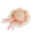 Dettaglio cappello di paglia rosa con tesa in organza e nastro con fiocco stampato - M (56-58cm) / Rosa