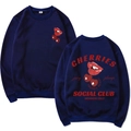 Navy blue crewneck sweatshirt featuring Cherries Social Club 2D print on front and back - Navy Blue