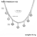 Silver stainless steel O-chain necklace with seven spiral rings and 400+50mm length - Silver Necklace