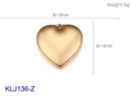 Golden heart-shaped stainless steel pendant model KLJ136-Z measuring 16x16mm for DIY jewelry - Standard Gold Heart Pendant (KLJ136-Z)