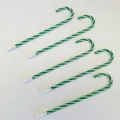 Cinco bolígrafos con forma de bastón de caramelo a rayas verdes y blancas para Navidad - Sin Campana / Verde