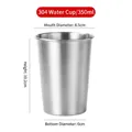 Single layer 304 stainless steel beer cup with 350ml capacity and dimension markings - 304 Single Layer Cup 350ml (Silver)