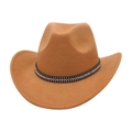 Detail of brown felt cowboy hat with rhinestone studded decorative black band - One Size / Camel (Rhinestone)