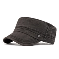 Men's charcoal grey washed cotton cadet cap with metal vent holes and side label - Adjustable / Black