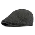 Klassische schwarze Schirmmütze aus Strohgewebe im britischen Retro-Stil für Damen und Herren - Gewebtes Schwarz