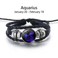 Bracelet Verseau en cuir tressé avec charme en verre lumineux pour hommes et femmes - Verseau