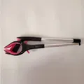 Foldable aluminum trash grabber tool with pink anti-slip claws and ergonomic black handle - Standard Pack / Rose Red