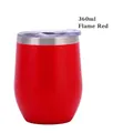 Insulated 12oz stainless steel egg-shaped cup in vibrant flame red matte finish - Flame Red (Silver Rim)