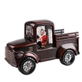 Vintage reddish brown Christmas truck decor with Santa Claus and sparkling snow globe effect - Retro Red Non-water Truck