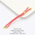Macro view of 3mm pink braided cord with copper 18k gold-plated adjustable clasp detail - Pink
