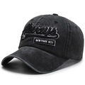 Washed black denim baseball cap with vintage Always 75 New York City embroidery - Black