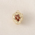 Close-up of a gold-plated strawberry pendant with orange-red zircon crystals for jewelry DIY - Gold (Strawberry)