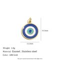 Detail view of 18K gold plated stainless steel enamel evil eye pendant with size measurements - Evil Eye Enamel Pendant - Gold