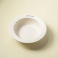 Creamy ceramic saucer cat bowl featuring LOVELY.CAT text and minimalist smooth design - Apricot 170ML