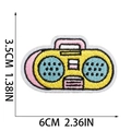 Detailed size view of yellow radio embroidery patch measuring 3.5x6cm for clothing - Radio Style (X15SD-09-15)