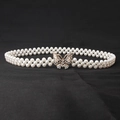 Damen-Perlen-Taillenkette mit dreireihigen Perlen und glitzernder Schmetterlingsschnalle - 8133-Schmetterlingsschnalle