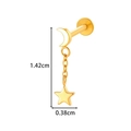 Titanium gold moon earring with star pendant and internal threading measurements - Moon Star Chain Dangle Style (T2535-10# Gold)
