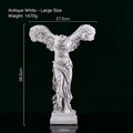 Classic Victory Goddess statue in distressed white finish, size 38.5cm by 27.5cm - Antique White Victory Goddess (Large)
