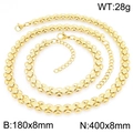 Golden watchband chain necklace and bracelet set with lobster clasp and textured links - Gold Style (KS228970-ZCG)