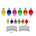 Detailed size guide for reflective Christmas bulb magnets showing dimensions in centimeters - RFM032: 6 Large Bulbs + 6 Small Bulbs + 8 Lines