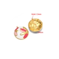 24mm gold-plated stainless steel round pendant with white enamel floral design - Round Lotus / 24mm / Rose Pink