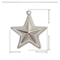 Technical drawing showing 19x20mm star pendant size in polished stainless steel - Star (YE287)