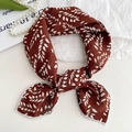 Brick red cotton linen scarf with white leaf print, elegant floral neckerchief and headband - Wine Red Bellflower