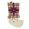 Calza di Natale classica a quadri con motivo Babbo Natale 3D e dettaglio bottone - Babbo Natale