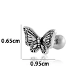 Silver butterfly screw back stud earring with black texture, dimensions 0.65cm by 0.95cm - Black Texture Butterfly Style (AMY3-4#)