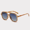 Lunettes de soleil aviateur écaille ambre avec double pont et verres dégradés bleus - Monture Ambre Verres Dégradé Bleu C6