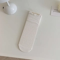Japanese style white lace mesh crew socks with elegant wavy ruffled edges for women - White Leaf