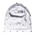 Bonnet en tricot blanc avec rivets métalliques argentés style punk vue à plat - Taille unique / Blanc
