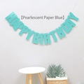 Blue pearlescent paper Happy Birthday banner for elegant party wall decoration - Blue (Pearlescent Paper)