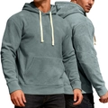 Dettaglio della felpa in pile grigio-blu con vista anteriore e posteriore e tasca - grigio scuro