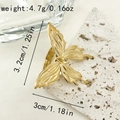 Adjustable golden stainless steel ring featuring a textured butterfly design for women - One Size / Gold Butterfly (Adjustable) (R0597-02)