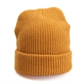 Winter mustard yellow ribbed knit beanie with wide cuff for men and women - One Size / Elastic / Ginger Yellow
