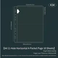 A4 11-hole pocket page with 4 horizontal slots, single-sided 0.08mm clear card sleeves - A4 11 Holes Horizontal 4-Pocket Pages 10 Sheets 43#