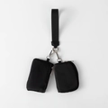 Black portable wrist wallet set with nylon strap and metal clips for cards and keys - Black + Black