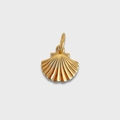 Baroque golden scallop shell pendant necklace with delicate metallic finish and texture - Shell