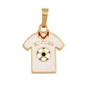 Détail d'une breloque maillot de football doré avec émail blanc et lettrage SOCCER - Maillot de Football Blanc